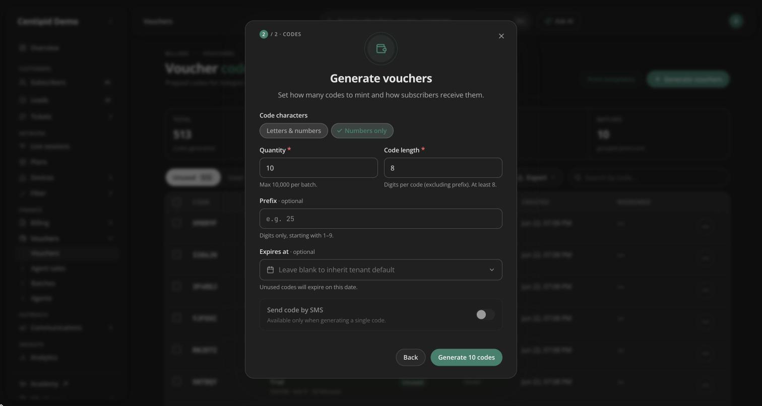 Numbers-only voucher codes